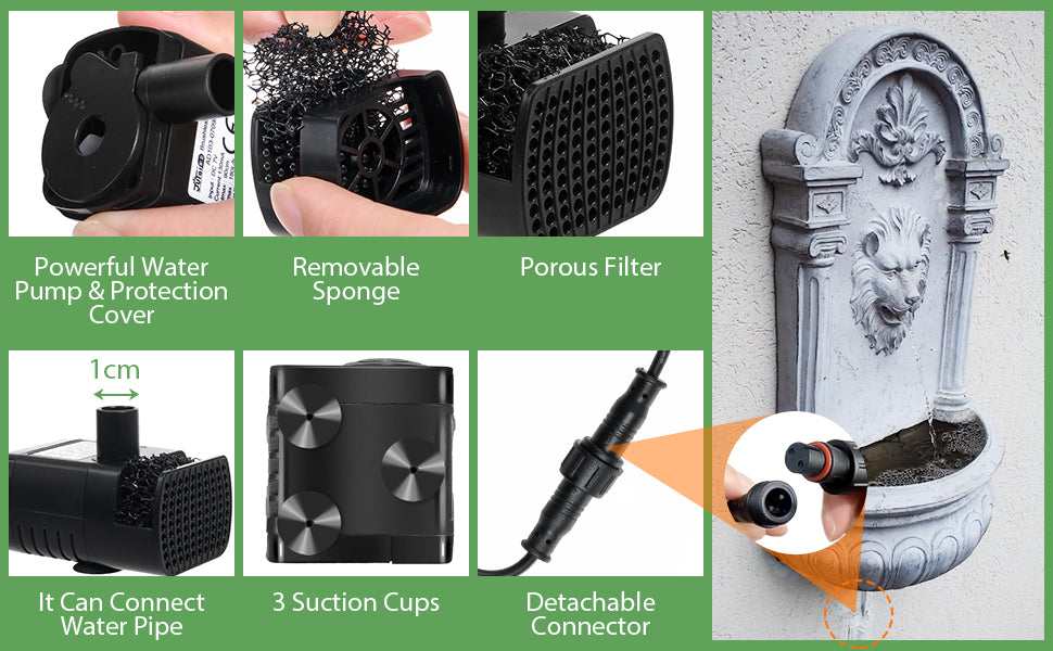 Solar Water Fountain 7V/1.8W with 6 Nozzles