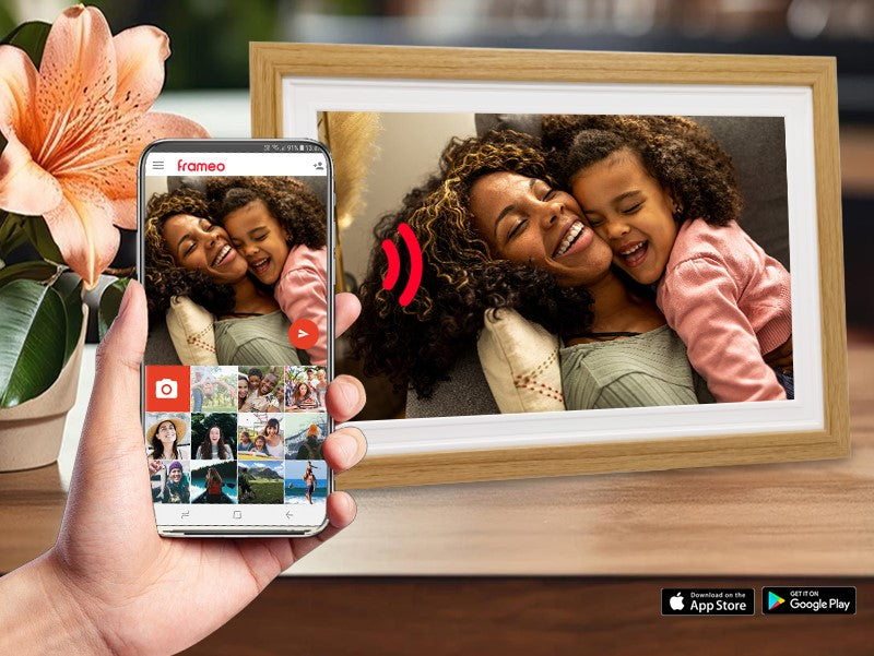 PF1506 - Frameo 15.6" Wi-Fi Digital Photo Frame Multifunction with Wooden Frame