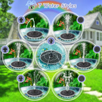 Solar Water Fountain 5V/2.5W with 1800mah Battery, 32 LEDs Light and 8 Nozzles