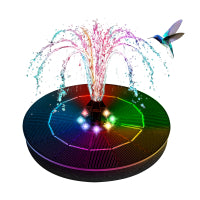 Solar Water Fountain 7V/3.5W with 2000 mAh Battery, 8 LEDs Light and 8 Nozzles